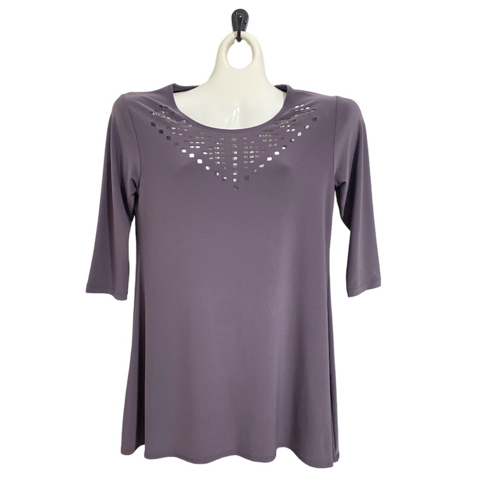 Sympli smoky purple laser cut tunic
